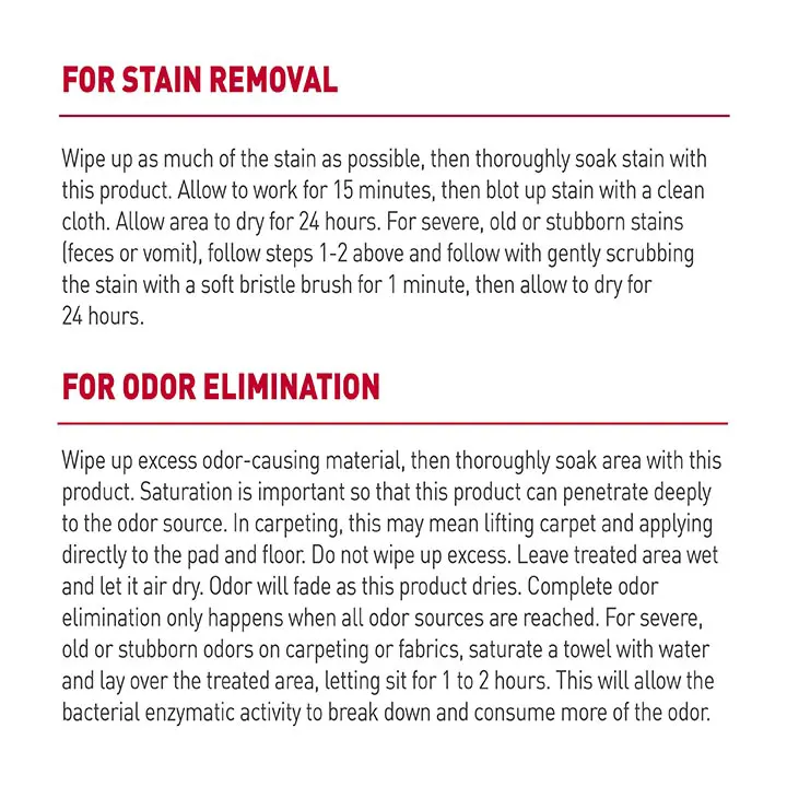Stain and Odor Remover for Dogs foam Directions