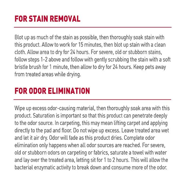 Stain and Odor Remover for Cats foam Directions