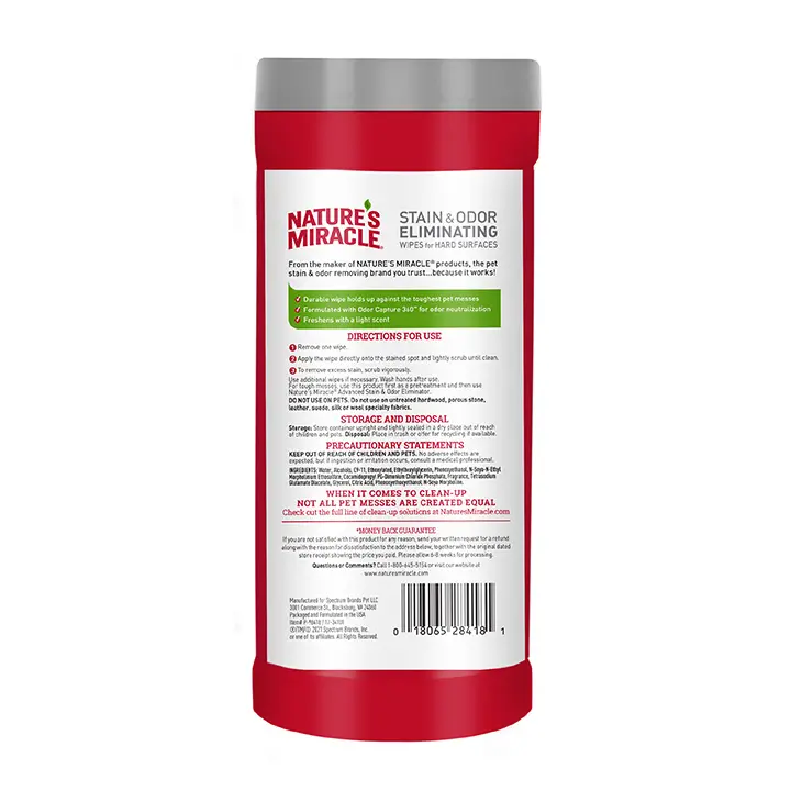 Stain and Odor Eliminating Wipes Back