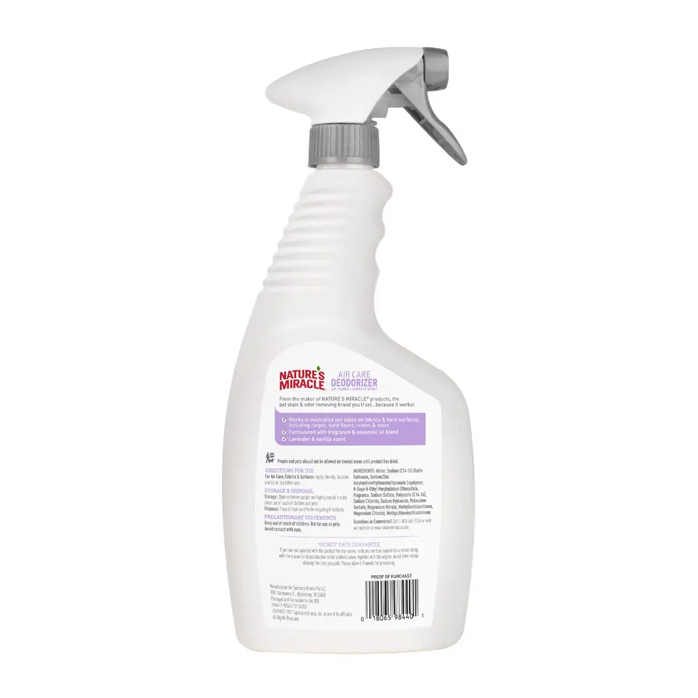 Air Care Deodorizer Lavendar Vanilla Spray Back