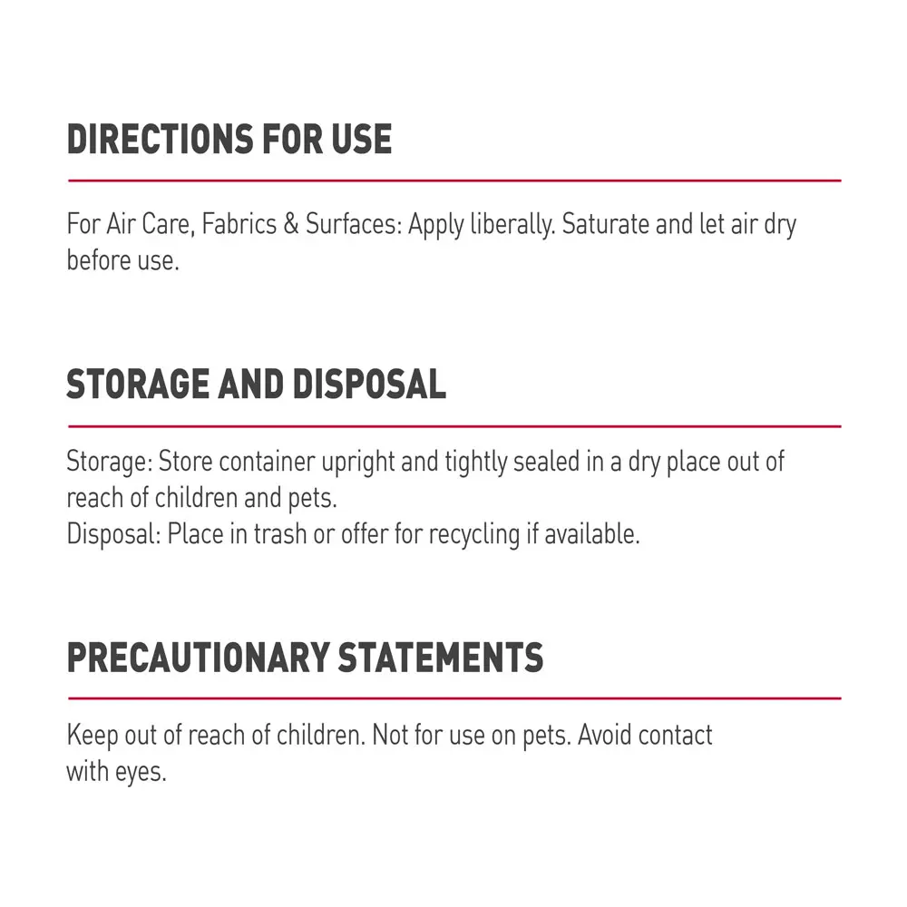 Air Care Deodorizer Lavendar Vanilla Spray Directions