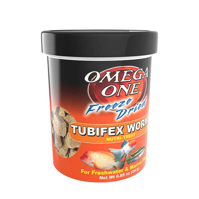 00331 Omega One Freeze Dried Tubifex Worm 8.5 oz Front Angle