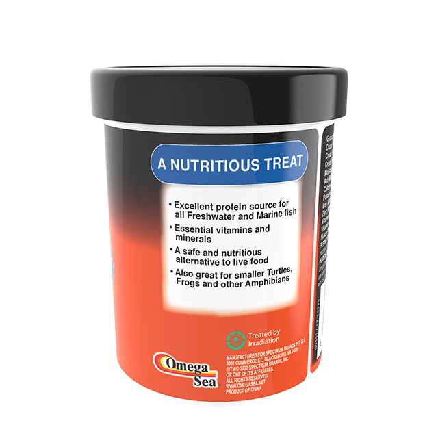 00351 Omega One Freeze Dried Mysis Shrimp 7.5 oz Back Angle