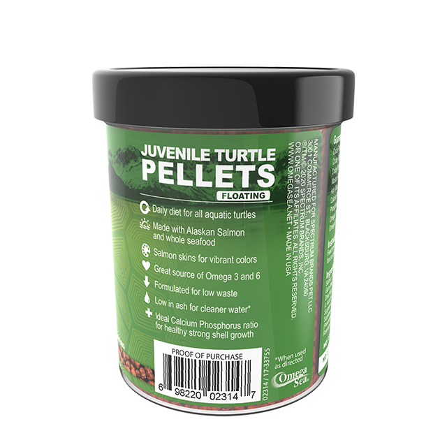 02314 Omega One Floating Juvenile Turtle Pellets 3.5 oz Back Angle