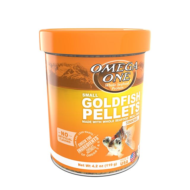 02361 Omega One Small Sinking Goldfish Pellets 4.2 oz Front Angle