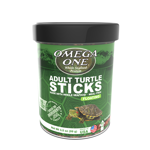 03314 Omega One Adult Turtle Floating Sticks 3.5 oz Front