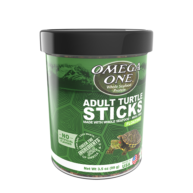 03314 Omega One Adult Turtle Floating Sticks 3.5 oz Front Angle