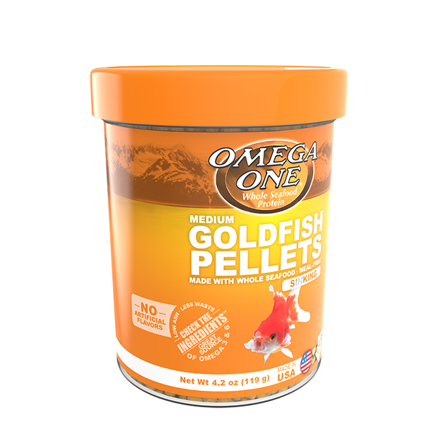 03361 Omega One Medium Goldfish Sinking Pellets 4.2 oz Front Angle