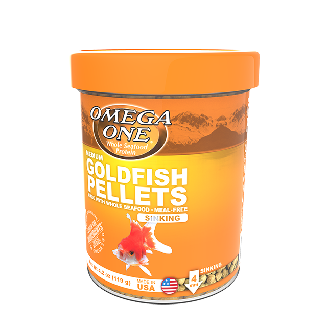 03361 Omega One Medium Goldfish Sinking Pellets 4.2 oz Front Angle