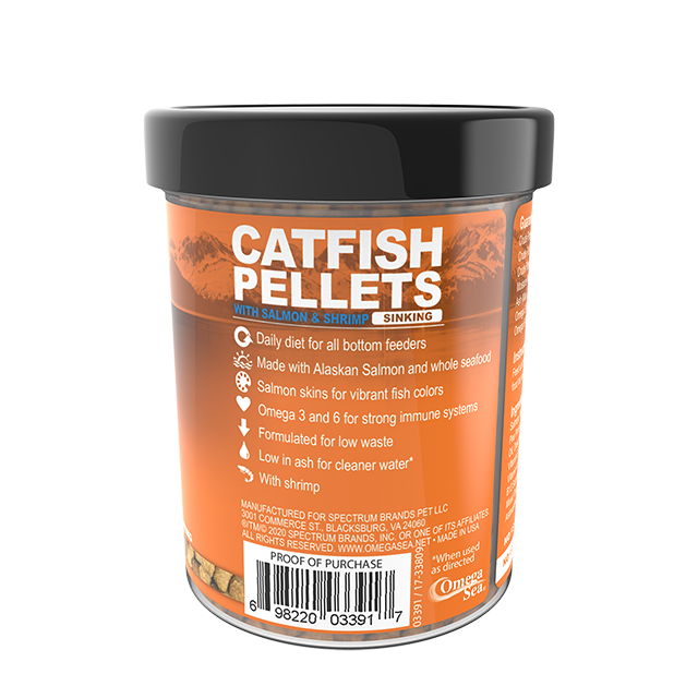 03391 Omega One Catfish Sinking Pellets 4.5 oz Back Angle