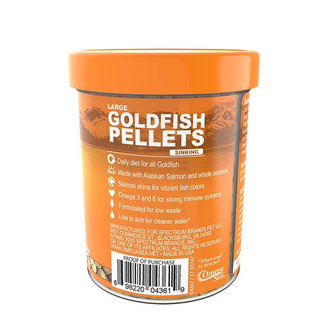 04361 Omega One Large Goldfish Sinking Pellets 3.8 oz Back Angle
