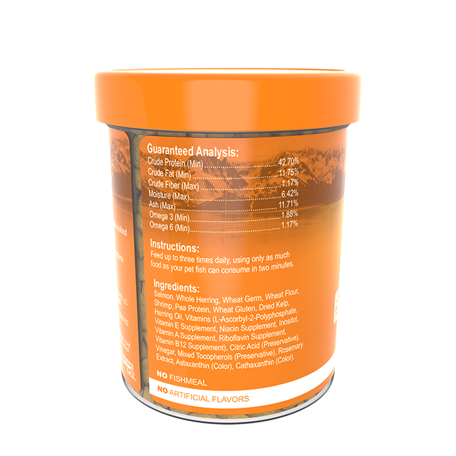 04361 Omega One Large Goldfish Sinking Pellets 3.8 oz Back Angle