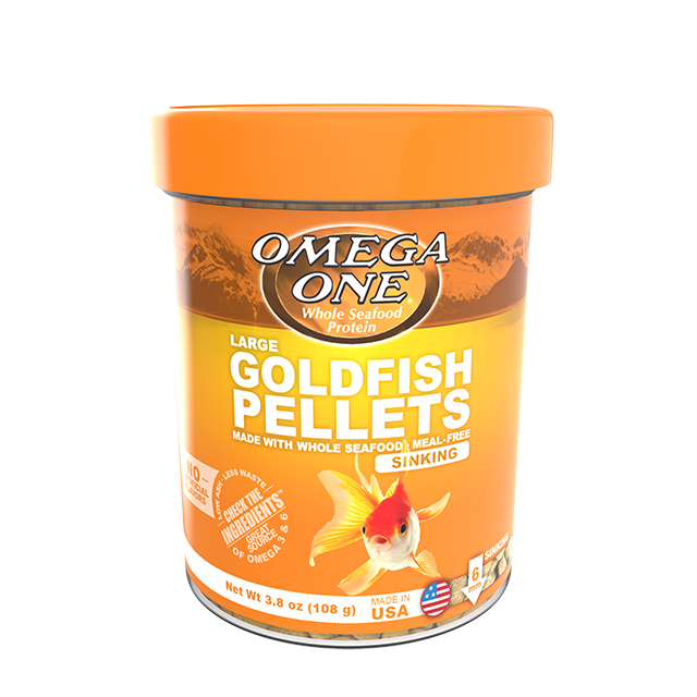 04361 Omega One Large Goldfish Sinking Pellets 3.8 oz Front