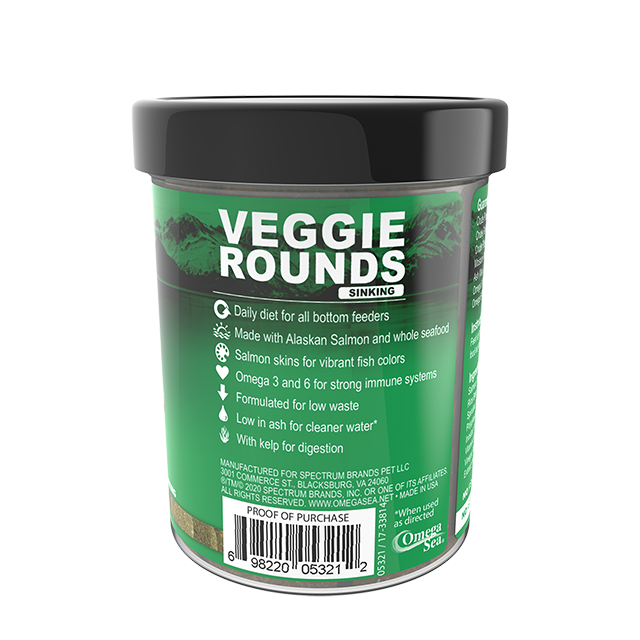 05321 Omega One Sinking Veggie Rounds 4 oz Back Angle