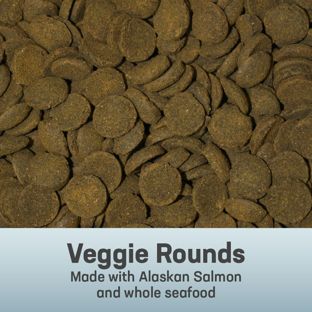05321 Omega One Sinking Veggie Rounds 4 oz Made with Alaskan Salmon and whole seafood - Out of Pack