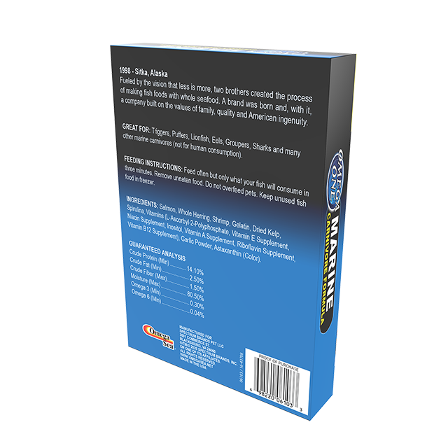 06103 Omega One Frozen Marine Carnivore Formula 3.5 oz Back Angle