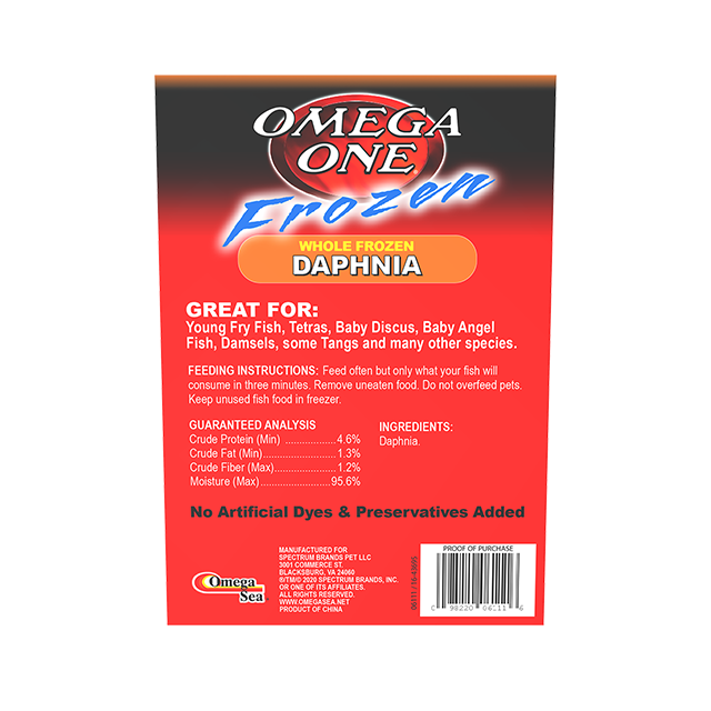 06111 Omega One Frozen Daphnia 3.5 oz Cubes Back