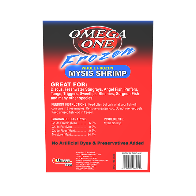 06121 Omega One Frozen Mysis Shrimp 3.5 oz Back