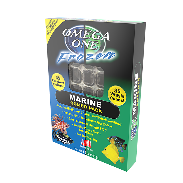 06123 Omega One Frozen Marine Combo Pack Carnivore and Veggie Formulas 3.5 oz Front Angle