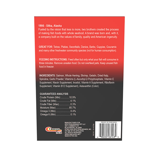 06143 Omega One Frozen Freshwater Community Formula 3.5 oz Back