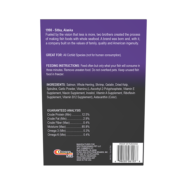 06153 Omega One Frozen Cichlid Formula 3.5 oz Back