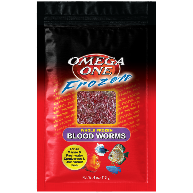 06201 Omega One Frozen Bloodworms 4 oz Flat Pack Front