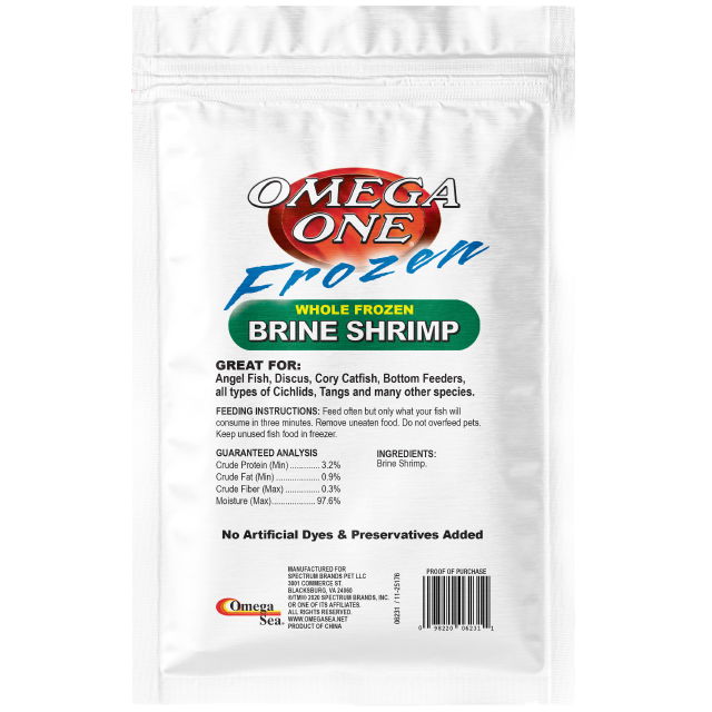 06231 Omega One Frozen Brine Shrimp 4 oz Flat Pack Back
