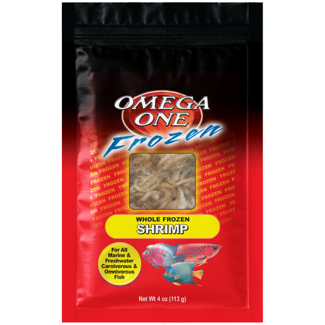 06261 Omega One Frozen Whole Shrimp 4 oz Flat Pack Front
