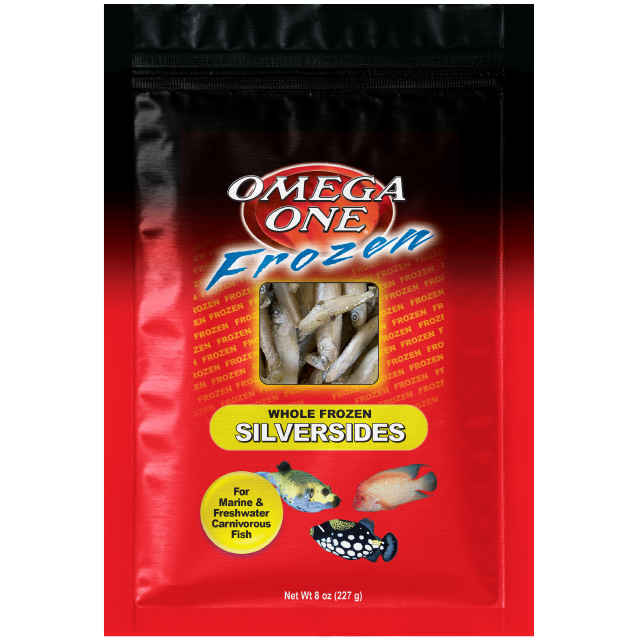06451 Omega One Frozen Silversides 8 oz Flat Pack Front