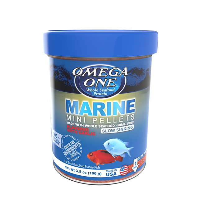 61311 Omega One Slow-Sinking Marine Mini Pellets 3.5 oz front