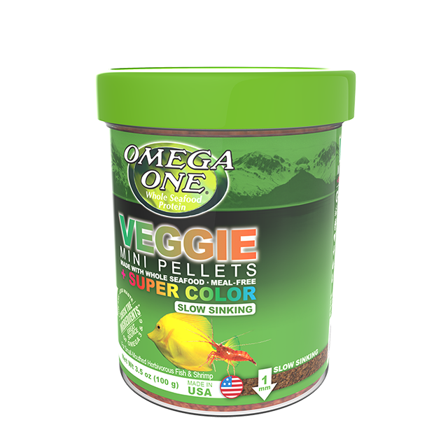 61321 Omega One Slow-Sinking Veggie Mini Pellets 3.5 oz Front Angle