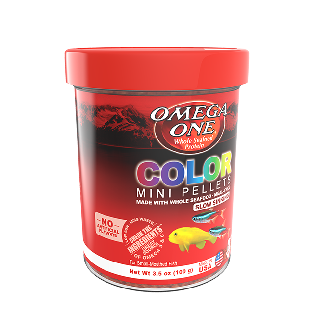 61381 Omega One Slow-Sinking Color Mini Pellets 3.5 oz Front Angle