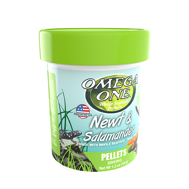 63111 Omega One Newt and Salamander Pellets 1.2 oz Front Angle