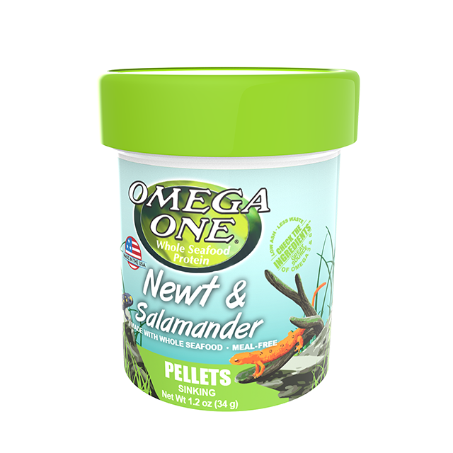 63111 Omega One Newt and Salamander Pellets 1.2 oz Front Angle