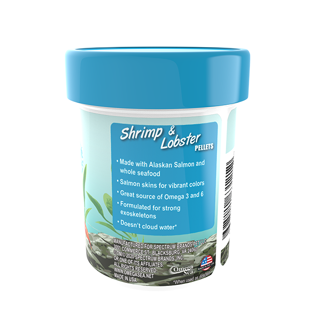 63121 Omega One Shrimp and Lobster Pellets 1.2 oz Back Angle