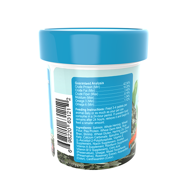 63121 Omega One Shrimp and Lobster Pellets 1.2 oz Back Angle