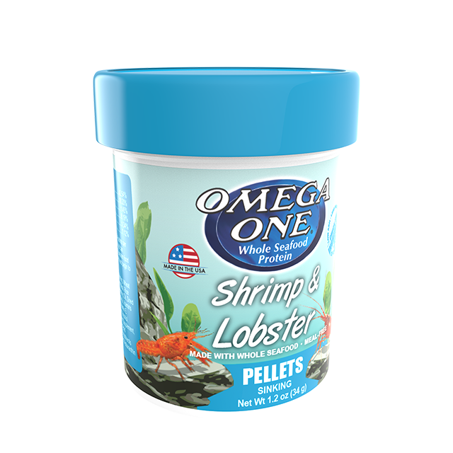 63121 Omega One Shrimp and Lobster Pellets 1.2 oz Front Angle