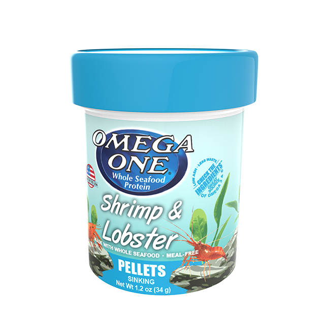 63121 Omega One Shrimp and Lobster Pellets 1.2 oz Front Angle
