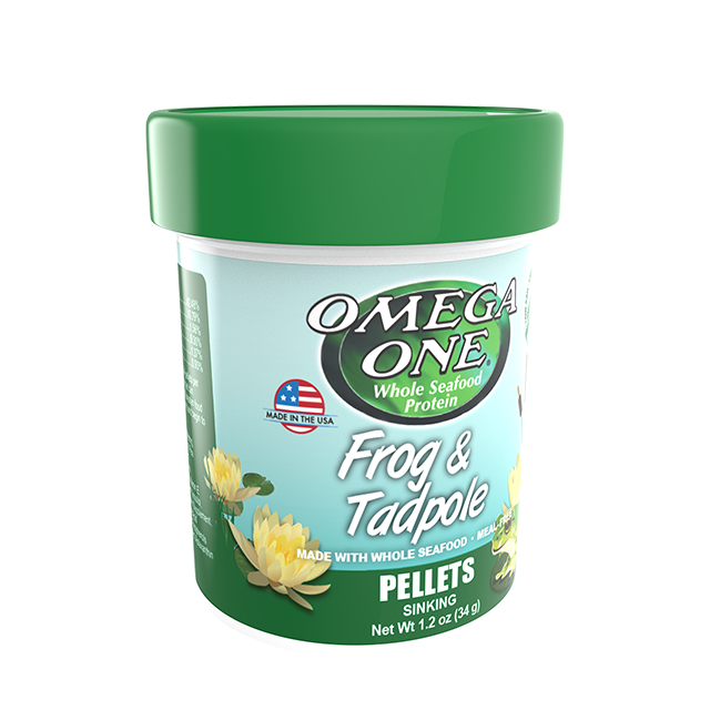 63131 Omega One Frog and Tadpole Pellets 1.2 oz Front Angle
