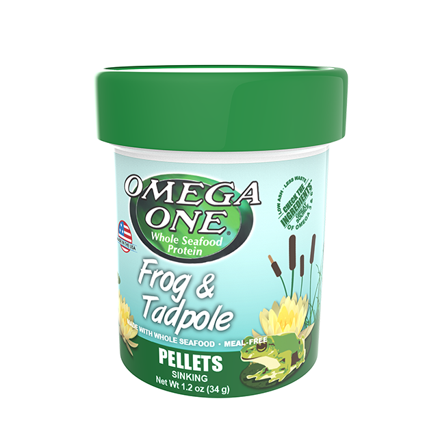 63131 Omega One Frog and Tadpole Pellets 1.2 oz Front Angle