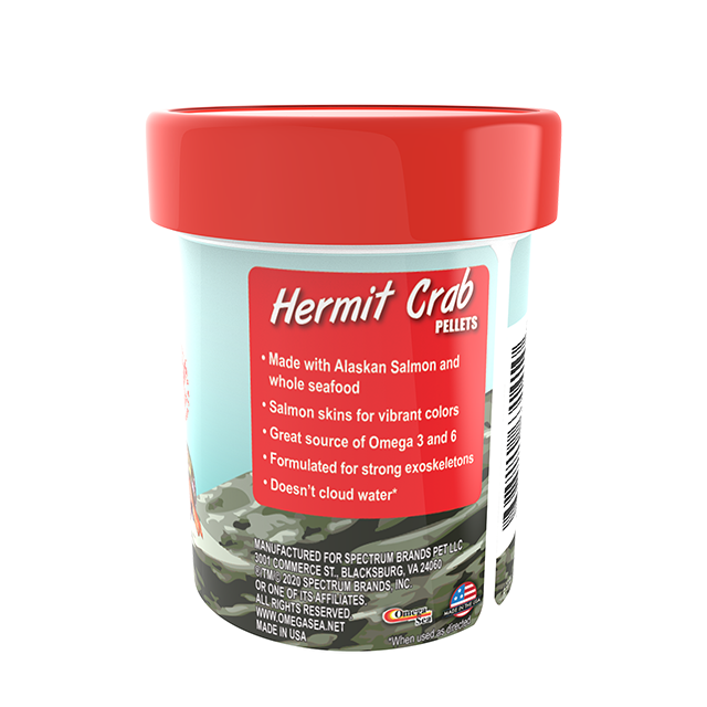 63141 Omega One Hermit Crab Pellets 1.2 oz Back Angle