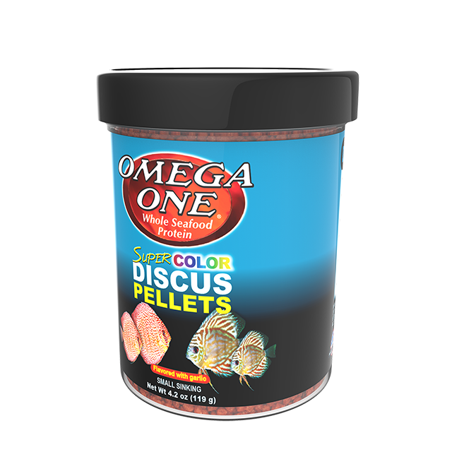 83351 Omega One Super Color Discus Small Sinking Pellets 4.2 oz Front Angle