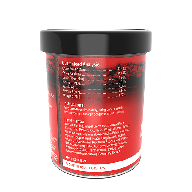 83381 Omega One Super Color Small Sinking Pellets 4.2 oz Back Angle