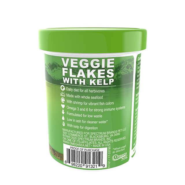 91321 Omega One Veggie Flakes with Kelp 1 oz Back Angle