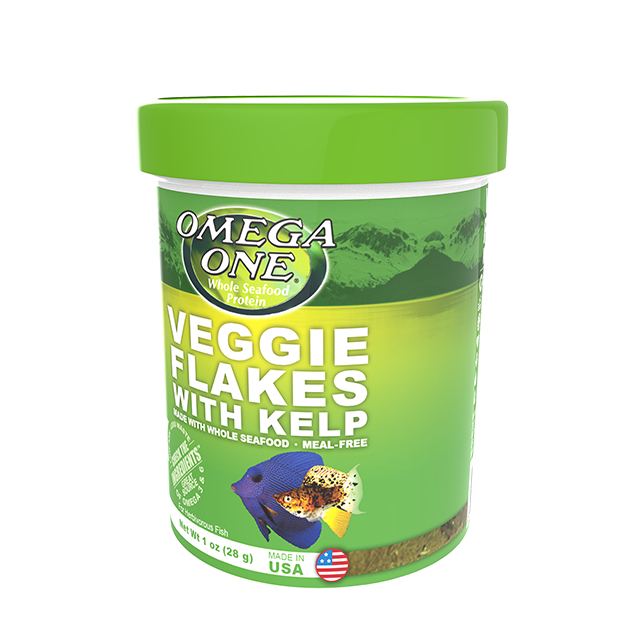 91321 Omega One Veggie Flakes with Kelp 1 oz Front Angle