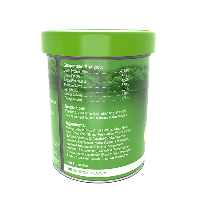 93321 Omega One Super Color Small Floating Veggie Kelp Pellets 3.5 oz Back Angle