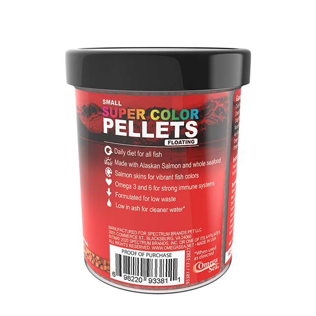 93381 Omega One Small Floating  Super Color Pellets 3.5 oz Back Angle