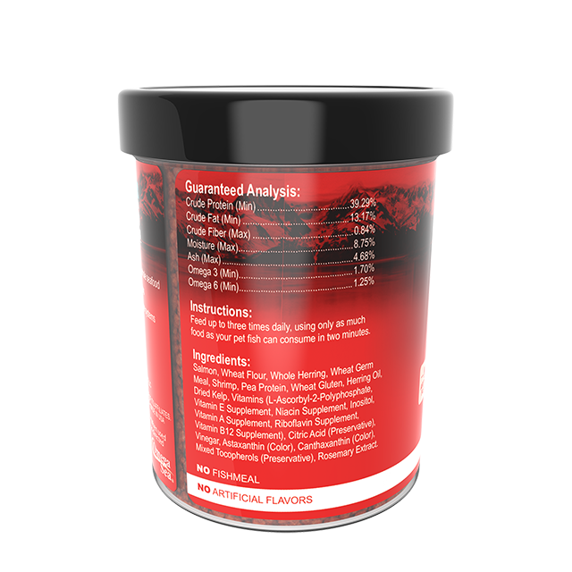 93381 Omega One Small Floating  Super Color Pellets 3.5 oz Back Angle