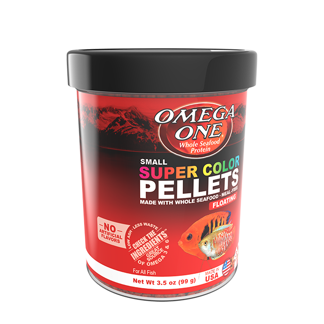 93381 Omega One Small Floating  Super Color Pellets 3.5 oz Front Angle