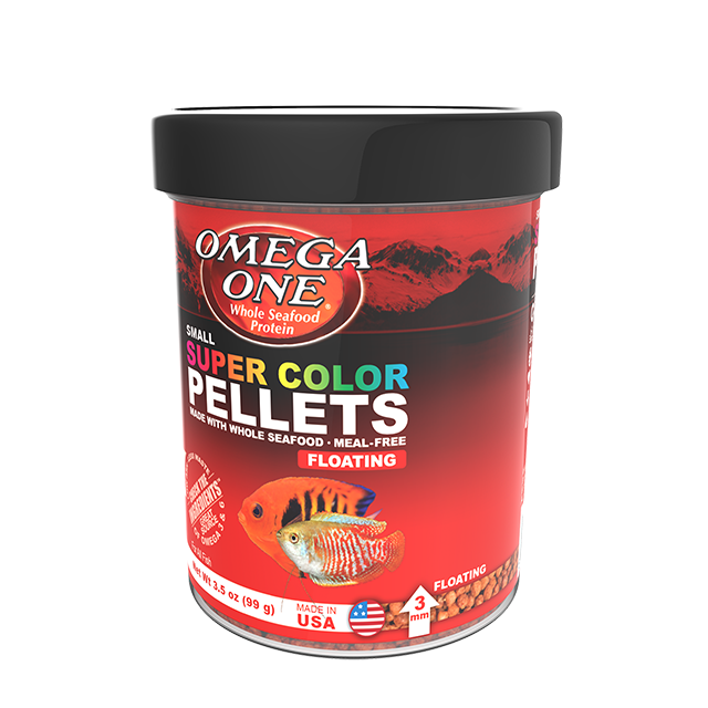 93381 Omega One Small Floating  Super Color Pellets 3.5 oz Front Angle
